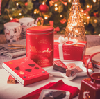 Boîte métal de Noël avec Cacao en poudre Café Tasse