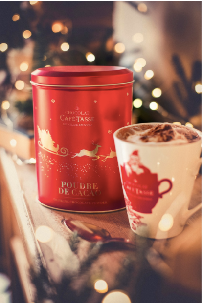Boîte métal de Noël avec Cacao en poudre Café-Tasse