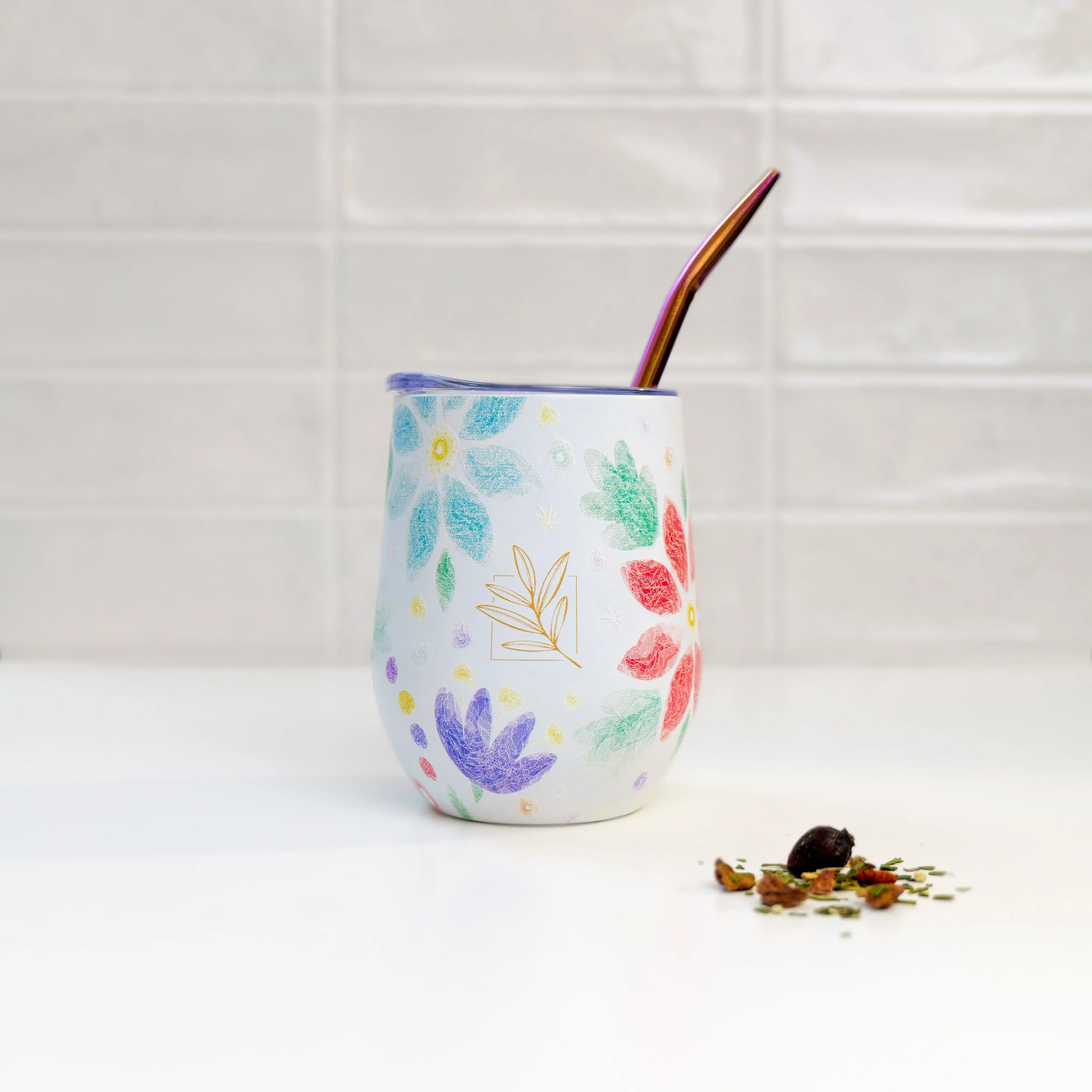 Calebasse isotherme Floral & sa bombilla - Original Maté