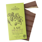 Tablette de chocolat Lait fourrée praliné pistache, sel & riz soufflé - Café Tasse
